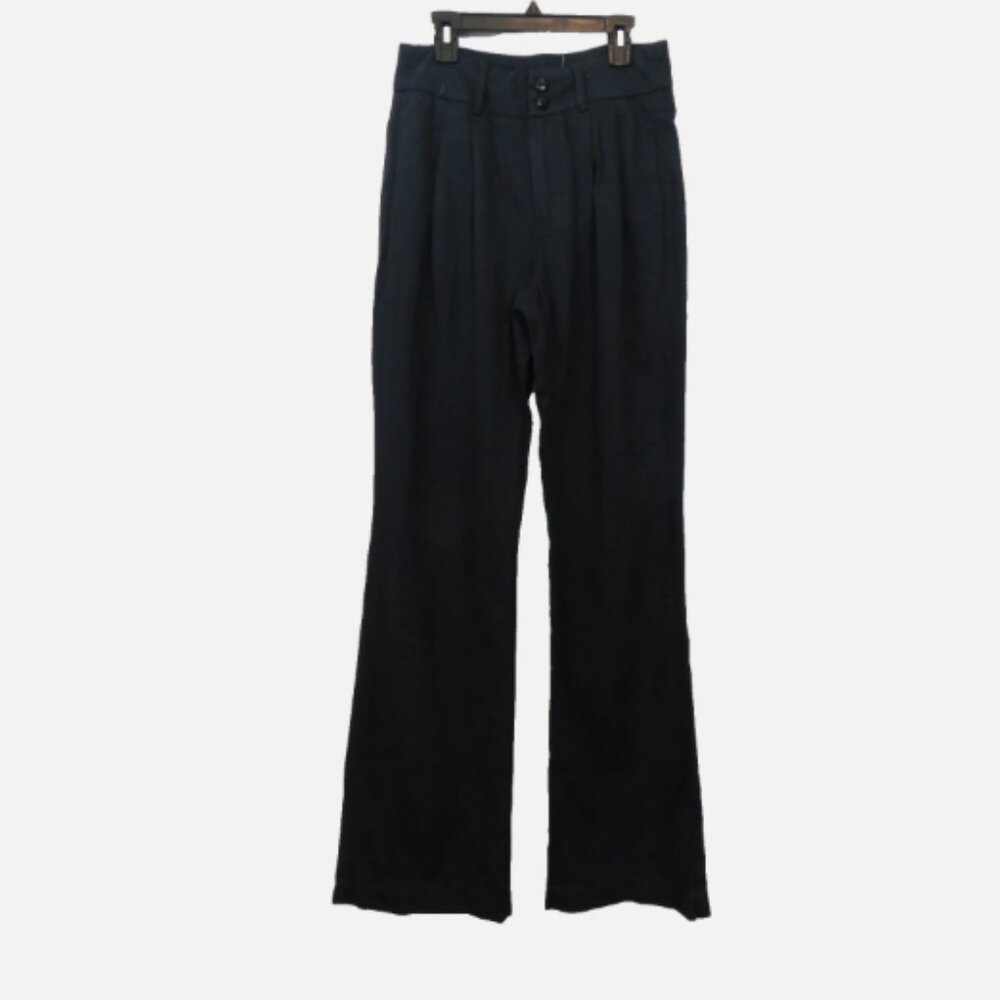 Paige size 26 Pleated Leenah Wide Leg Trouser Pant Black NEW